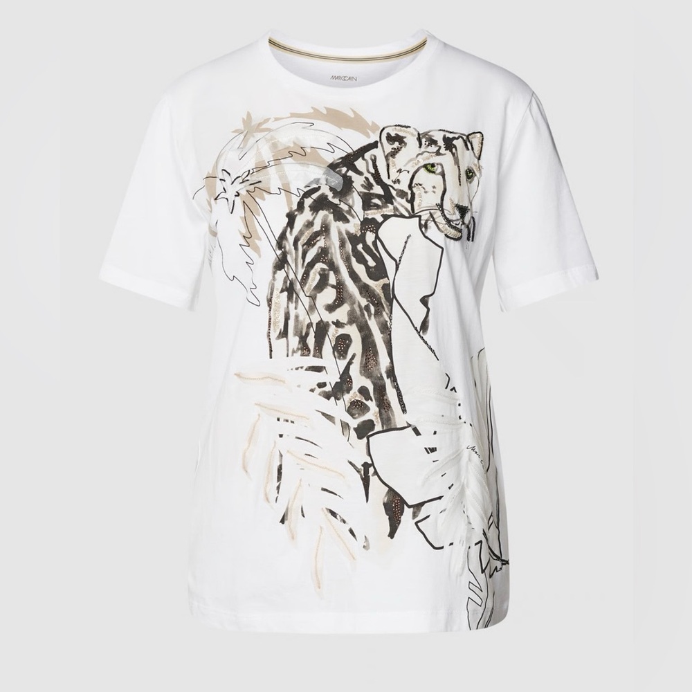 Marc Cain Women’s White Cotton T-Shirt Sz. N7 = US XL